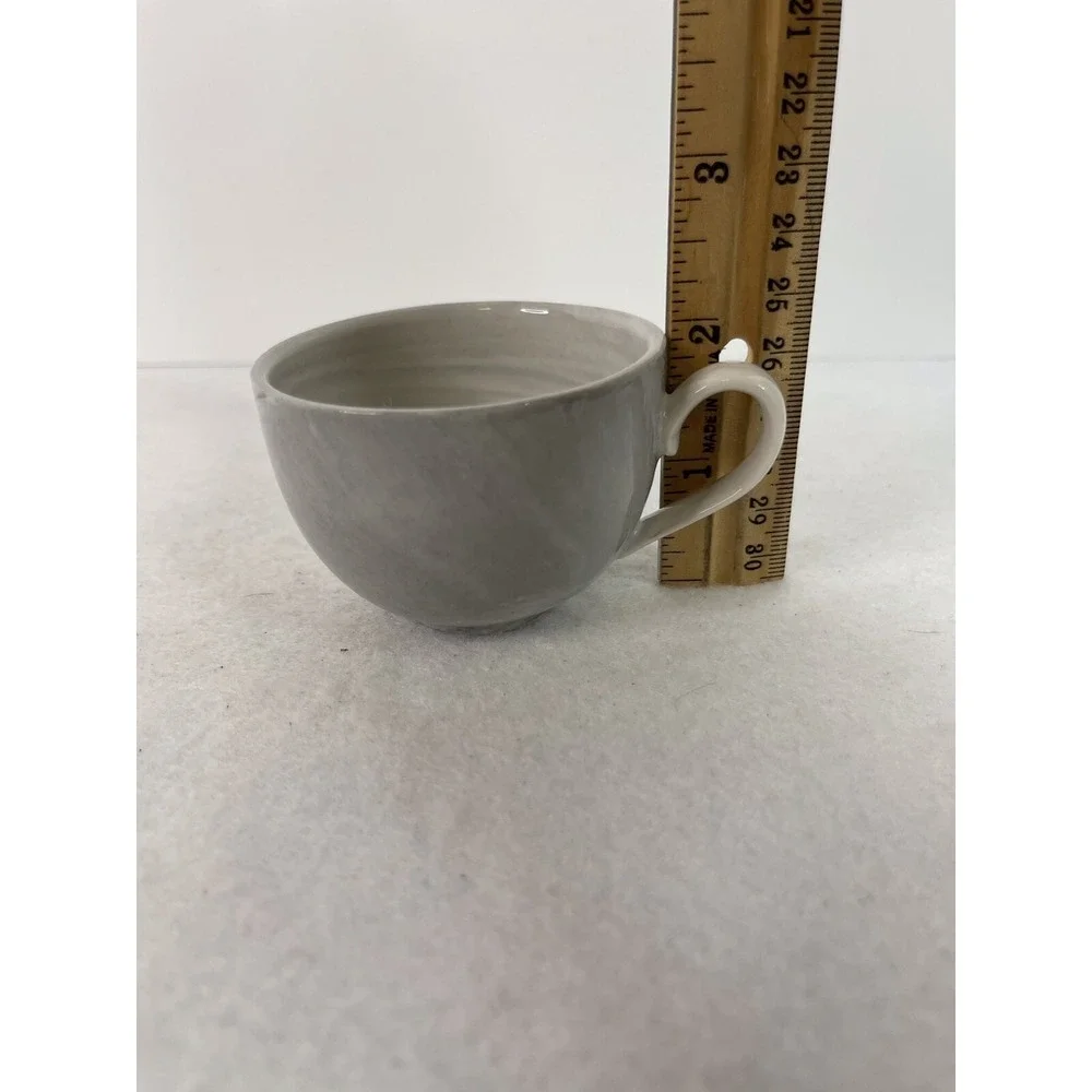 Ciroa Marbled Demitasse  2 Espresso Cups and Saucer set Gray Black White